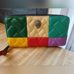 Kurt Geiger Rare Multicolor Quilted Patchwork Leather Zip Wallet